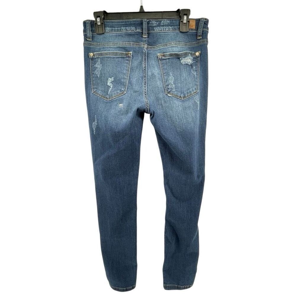 Judy Blue Leopard Patch Skinny Jeans Mid Rise Distressed Stretch Denim 11/30 - Picture 3 of 14